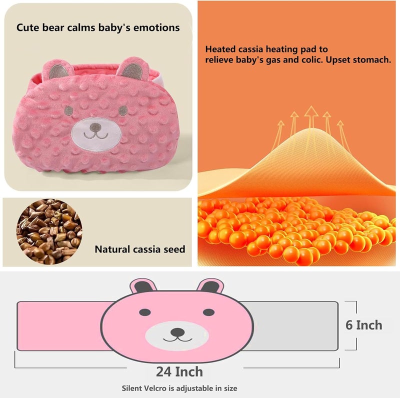 ISANPAN Baby Colic and Gas Relief - Cassia Seed Heated Tummy Wrap,Baby Heating Pad Swaddle Belt Relieves and Soothes Gas,Bloating and Upset Stomach (Red) - Image 5